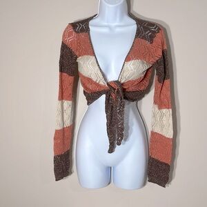 Boho Cropped Front-Tie Bolero Sz L